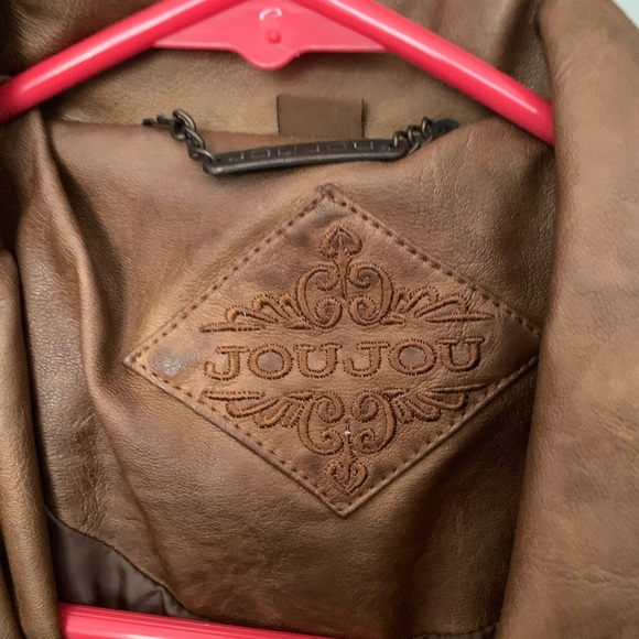 Faux Brown Fitted Leather Jacket - Picture 3 of 3